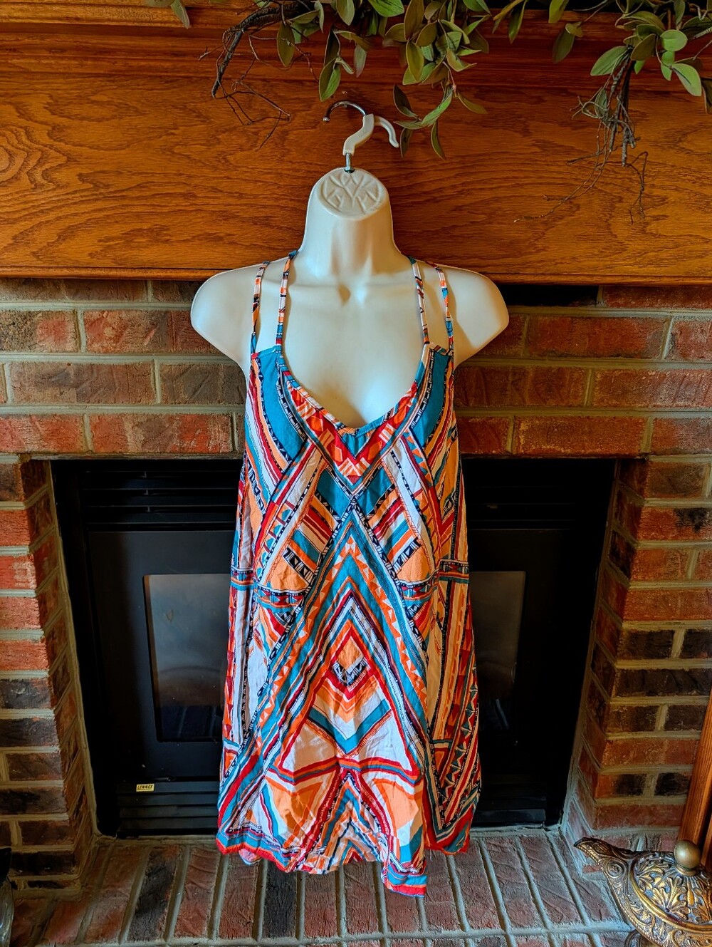 Angie brand multi colored light weight rayon dress size large
